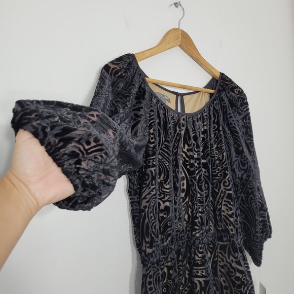 4 Muse Black Velvet Cut Out Dress Lined NWT - Picture 4 of 12